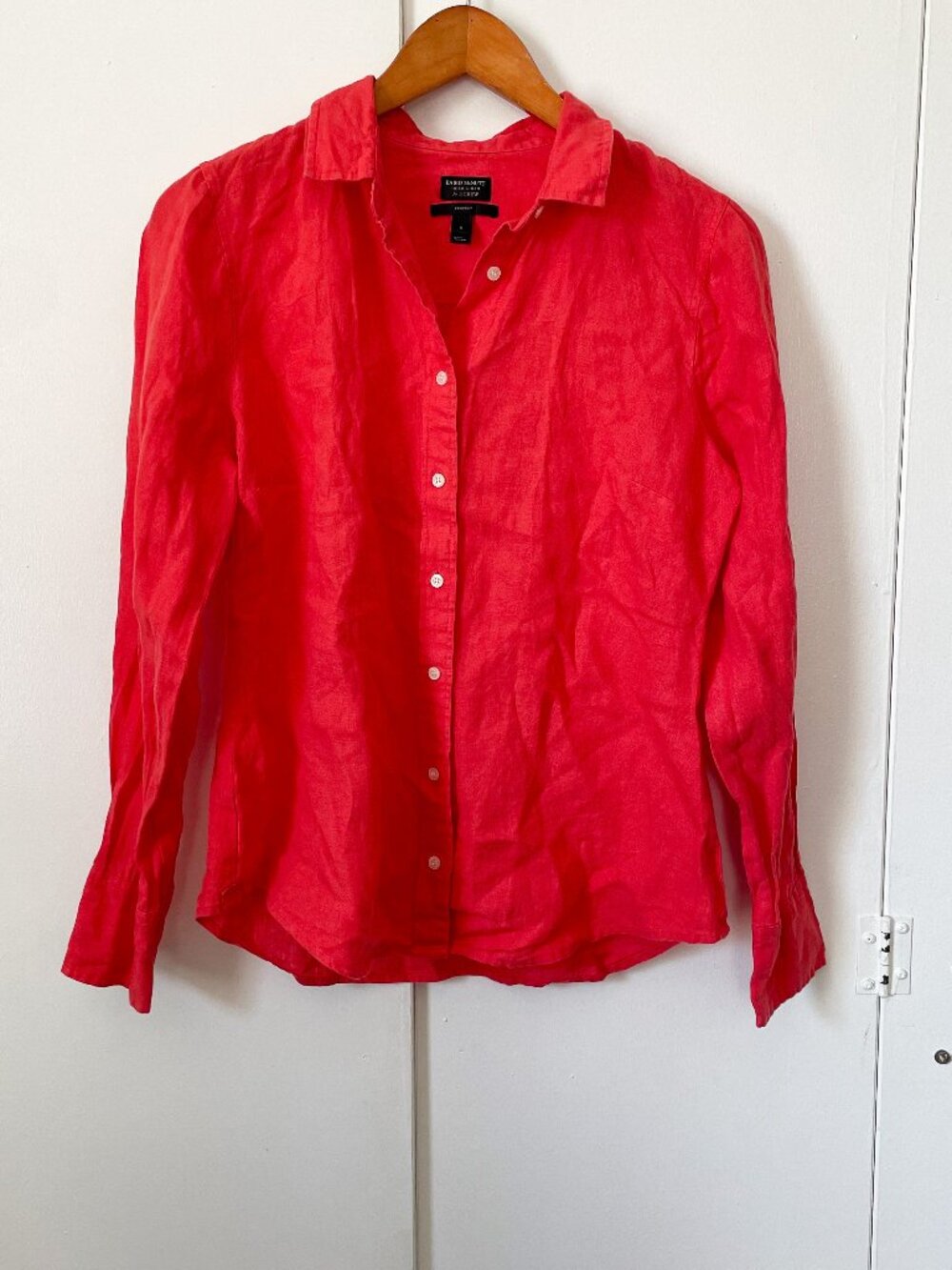 J. Crew Red Button-Down Linen Shirt
